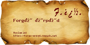 Forgó Árpád névjegykártya
